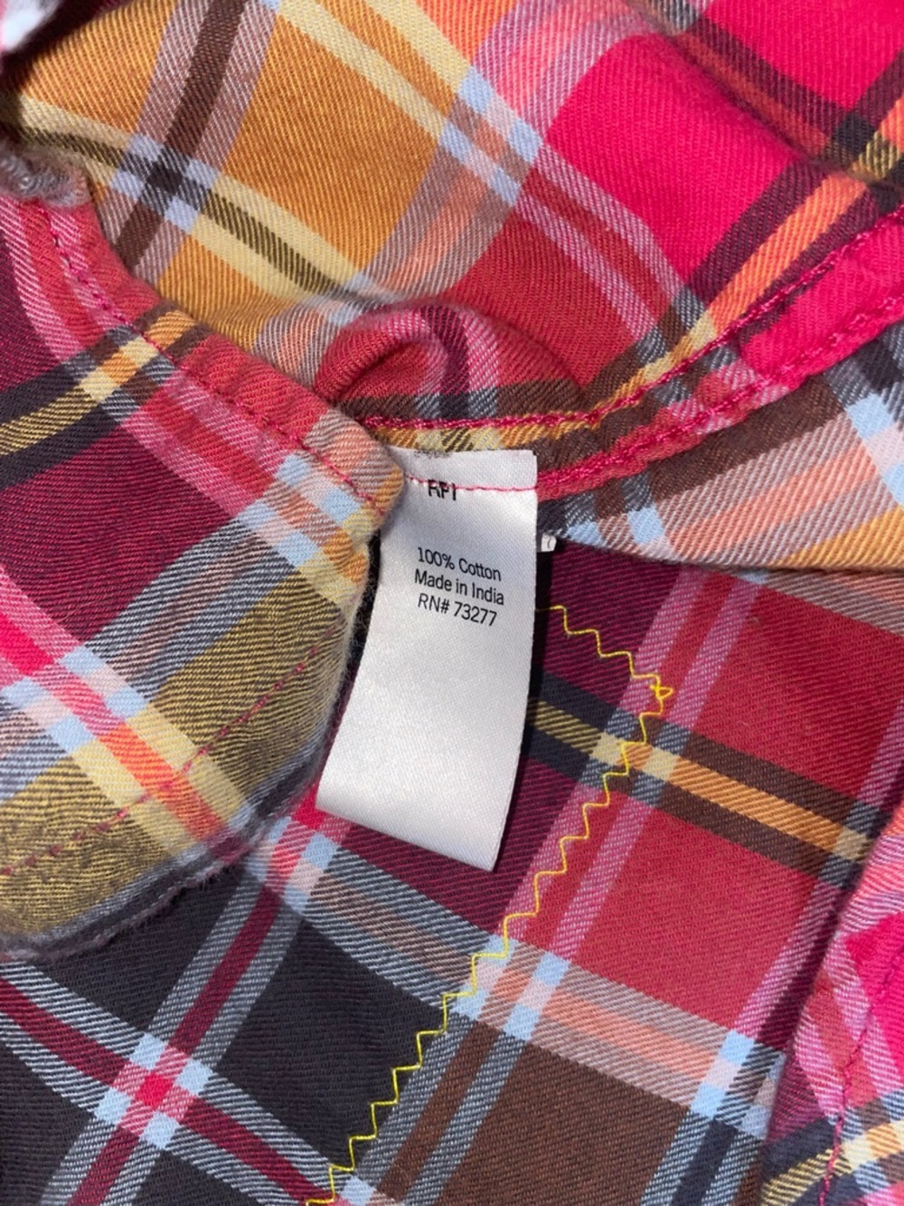 Upcycled Sonoma Rolling Stones Plaid Button-Down Shirt with rhinestones - Picture 15 of 15